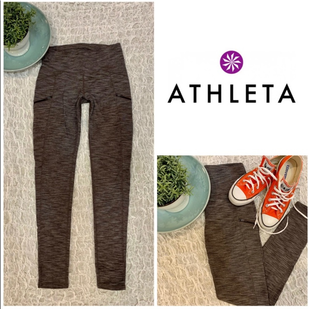 Athleta Cold Weather Cozy Athletic Outdoor Workout Cargo Tights Pocket Leggings